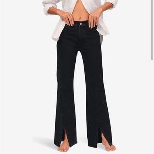 Abercrombie & Fitch Black Split Hem High Rise 90s Relaxed Jeans